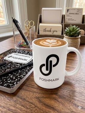 Authentic Poshmark Logo Coffee Mug – Classic White  - Branded Logo